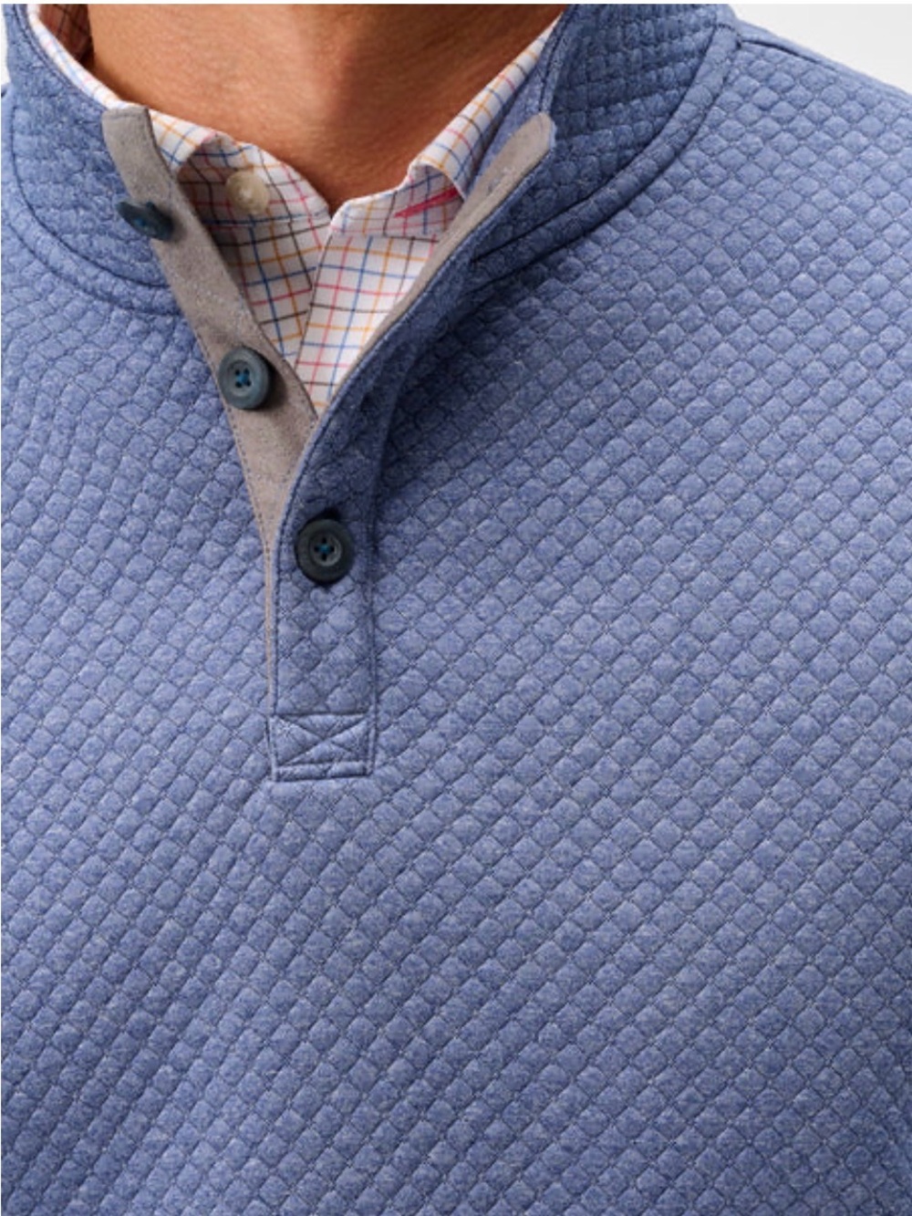 Johnnie O Rockwells Diamond-Quilted Henley Pullover XL